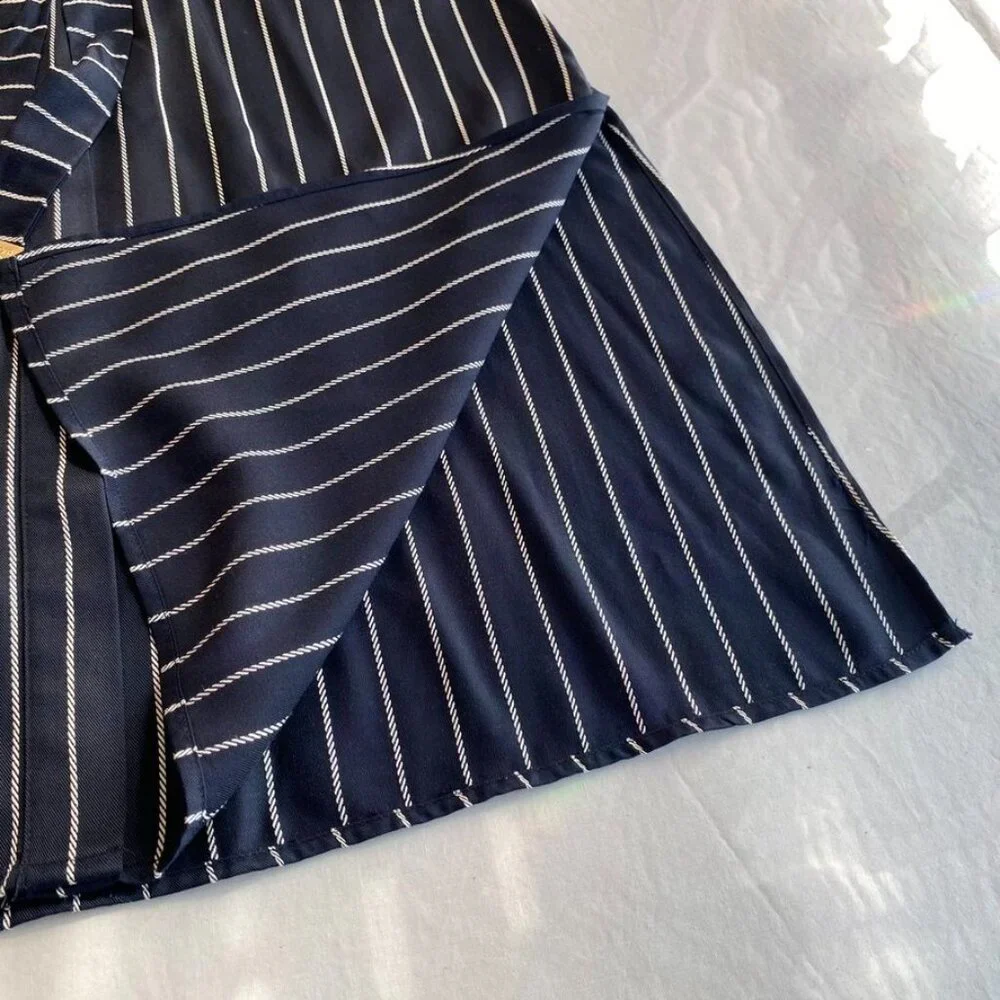Tommy Hilfiger Belted Striped Shirt Dress Long Sleeve Navy Size 4 - Picture 6 of 16